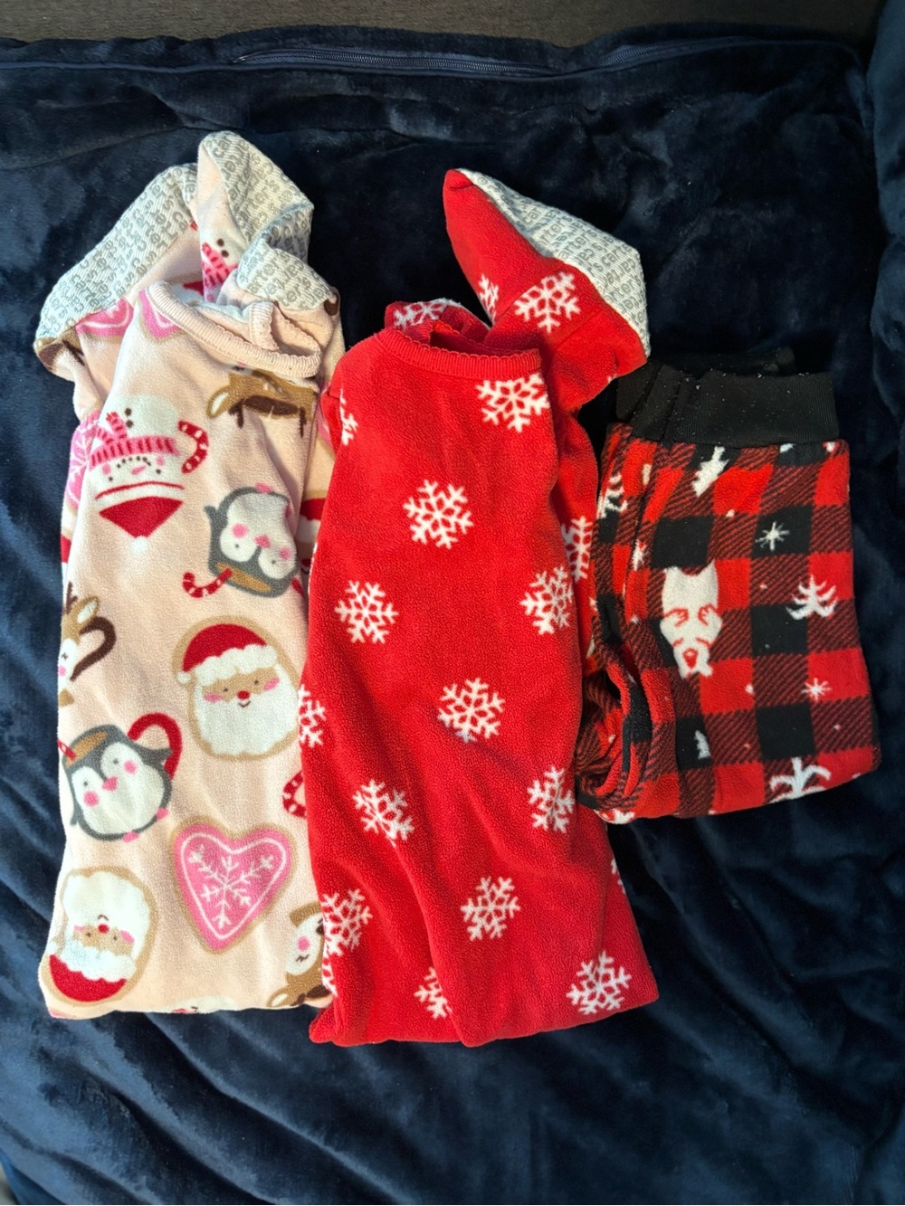 Kids Christmas Fleece Pajama Set - Red & Pink Holiday Prints